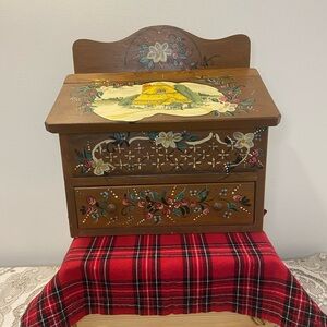 Hand-Painted Wooden Box with Floral‎ Design